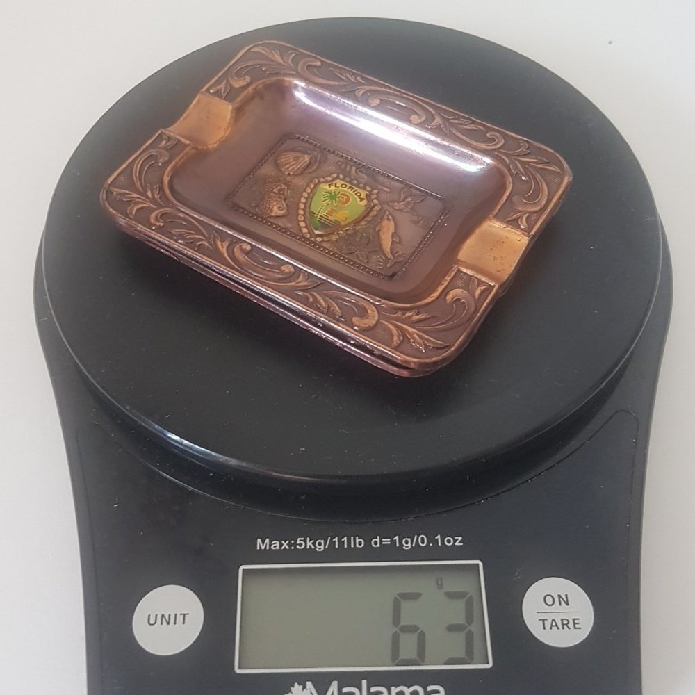 Vintage Copper Color FLORIDA Ashtray Lot of 2 Collector's 3" X 2.5" Set of 2 - Picture 6 of 8